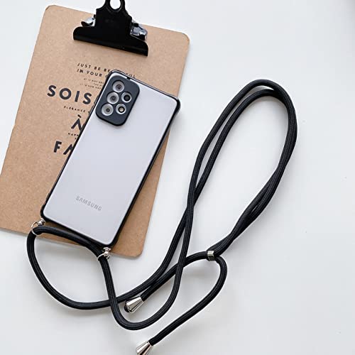 Crossbody Lanyard Neck Strap Case für Samsung Galaxy A52 5G A32 4G A72 A12 A51 A71 A50 A 12 A21S S20 S21 Ultra Matte Clear Cover, Schwarz, für S20 Plus von LMEIL