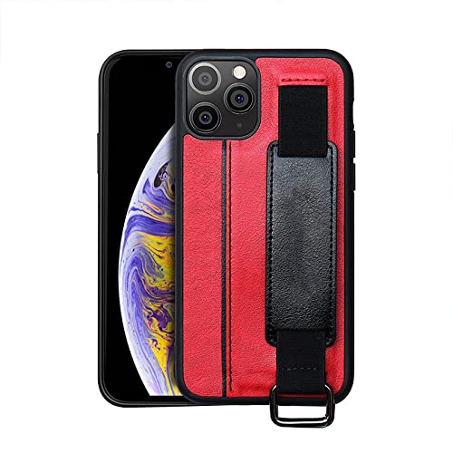 Hülle für iPhone 14 13 12 Mini 11 Pro Max XS XR Max 8 7 6S Plus PU-Lederhalterung Armband Kartenhalter Full Cover Lanyard Shell, rot, für iPhone XR von LMEIL