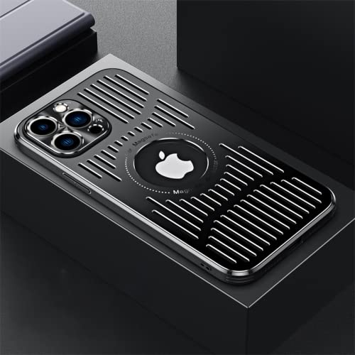 LMEIL Atmungsaktive Metall-Wärmeableitungs-Telefonhülle für iPhone 14 13 12 Pro Max Plus 14Pro 13Pro Promax Mac Safe Cover, Schwarz, für iPhone 14 Promax LMEIL Atmungsaktive Metall-Wärmeableitungs-Telefonhülle für iPhone 14 13 12 Pro Max Plus 14Pro 13Pro Promax Mac Safe Cover, Schwarz, für iPhone 14 Promax von LMEIL