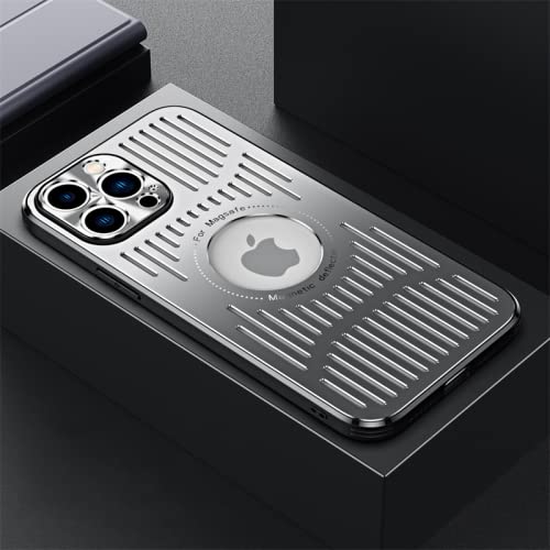 LMEIL Atmungsaktive Metall-Wärmeableitungs-Telefonhülle für iPhone 14 13 12 Pro Max Plus 14Pro 13Pro Promax Mac Safe Cover, Silber, für iPhone 13 ProMax LMEIL Atmungsaktive Metall-Wärmeableitungs-Telefonhülle für iPhone 14 13 12 Pro Max Plus 14Pro 13Pro Promax Mac Safe Cover, Silber, für iPhone 13 ProMax von LMEIL