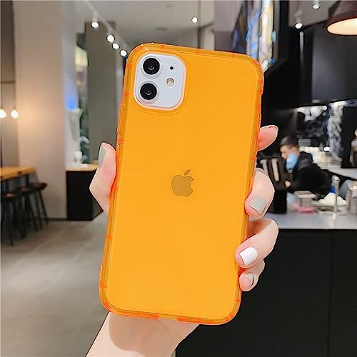 LMEIL Fluoreszierende Farbe, klare, stoßfeste Handyhülle für iPhone 14 13 11 12 Pro Max 12 Mini XR X XS Max 7 8 Plus, weiche TPU-Abdeckung, orange, für iPhone XR von LMEIL