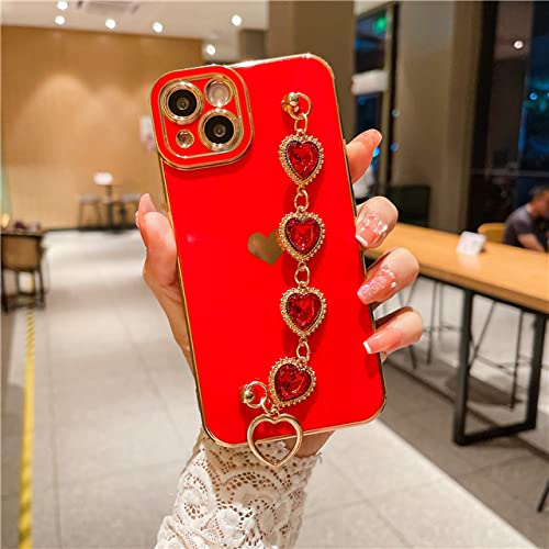 LMEIL Luxuriöse plattierte Diamant-Armband-Kette Handyhülle für iPhone 11 12 13 14 Pro Max X XR XS Herzrahmen auf 7 8 Plus Riemenabdeckung, rot, für iPhone 11 Pro LMEIL Luxuriöse plattierte Diamant-Armband-Kette Handyhülle für iPhone 11 12 13 14 Pro Max X XR XS Herzrahmen auf 7 8 Plus Riemenabdeckung, rot, für iPhone 11 Pro von LMEIL