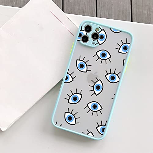 Lucky Eye Blue Evil Eye Print Phone Case für iPhone SE2020 12 13 Mini 11 Pro Max XR X XS MAX 7 8 6s Plus Stoßfeste Abdeckung, mintfarbene Augen 2, für iPhone13 Pro von LMEIL