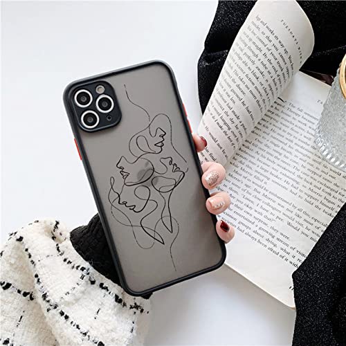 Lustige abstrakte Kunstlinien Mode-Telefon-Kästen Cartoon-Frauen-Abdeckung für iPhone SE 2020 7 8 Plus XR XS XS MAX 11 12 13 Pro Max-Abdeckung, Schwarze Linie 4, für iPhone 11 von LMEIL