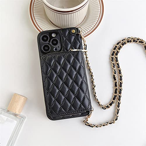Luxus Crossbody Wallet Phone Case für iPhone 14 13 12 11 Pro Max Kartensteckplatz Halter Lanyard Kettenriemen Reißverschlusstasche Geldbörse Lederhülle, Schwarz, für iPhone 12Pro Max Luxus Crossbody Wallet Phone Case für iPhone 14 13 12 11 Pro Max Kartensteckplatz Halter Lanyard Kettenriemen Reißverschlusstasche Geldbörse Lederhülle, Schwarz, für iPhone 12Pro Max von LMEIL