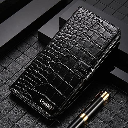 Luxus-Krokodilleder-Magnet-Handyhülle aus Leder für iPhone 12 11 13 14 Pro Max 13 Mini X XS XR 6 6s 7 8 Plus SE 2020 Kartensteckplatz-Abdeckung, Schwarz, für iPhone X von LMEIL