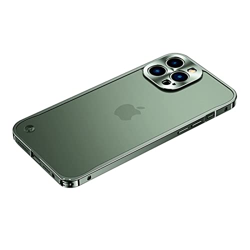 Luxus-Metallrahmen-Linsenschutz für iPhone 12 13 Mini Pro Max Aluminium-Telefonkasten für iPhone 11 matt durchscheinende Rückseite, grün, für iPhone 13 Mini von LMEIL