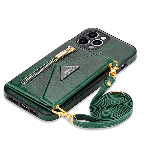 Reißverschluss-Geldbörse für iPhone 13 12 Mini 11 X XR XS Pro Max 7 8 Plus Hülle mit Kartenhalter Lanyard Strap Crossbody Lederhülle, grün, für iPhone 13 Mini Reißverschluss-Geldbörse für iPhone 13 12 Mini 11 X XR XS Pro Max 7 8 Plus Hülle mit Kartenhalter Lanyard Strap Crossbody Lederhülle, grün, für iPhone 13 Mini von LMEIL