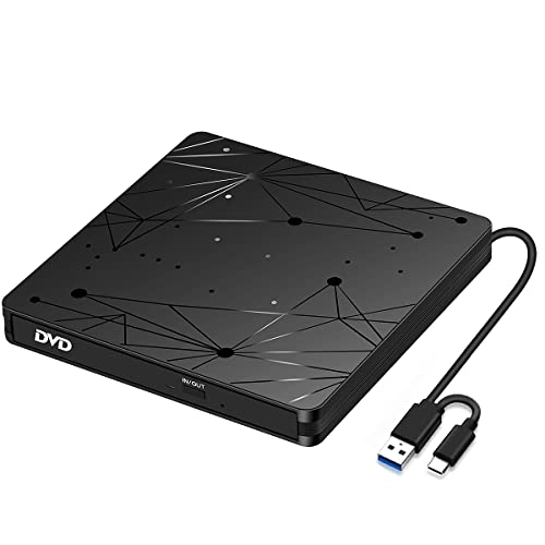 LMEN Externes CD DVD Laufwerk Extern mit USB 3.0 DVD für Laptop PC Computer Tragbar Externes DVD Laufwerk CD-ROM Brenner Extern mit niedrigem Lärm für Windows 11/10/7/8/XP Mac MacBook von LMEN