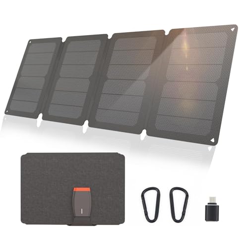 LMENGER Solarpanel 36W SunPower Solar Ladegerät USB C Solar Panel Faltbar für Smartphone, Tablets, iPad, usw von LMENGER