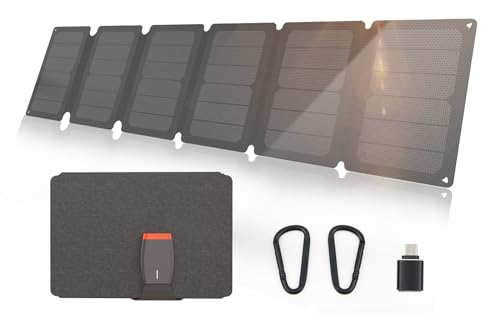 LMENGER Solarpanel 56W SunPower Solar Ladegerät USB C Solar Panel Faltbar für Smartphone, Tablets, iPad, Laptop, usw von LMENGER