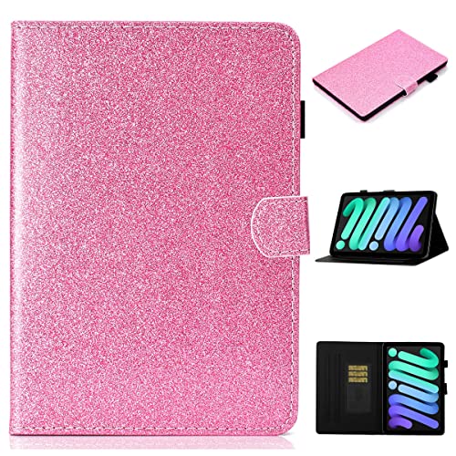 LMFULM® Hülle für Apple iPad 10th Gen 2022 (10,9 Zoll) Bling Glänzend Glitzer PU Lederhülle Smart Case mit Auto Schlaf/Wach Ständer Schutzhülle Flip Cover Rosa von LMFULM