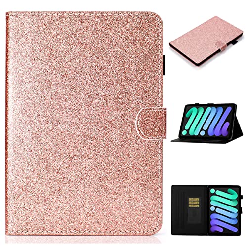 LMFULM® Hülle für Apple iPad 10th Gen 2022 (10,9 Zoll) Bling Glänzend Glitzer PU Lederhülle Smart Case mit Auto Schlaf/Wach Ständer Schutzhülle Flip Cover Rose Gold von LMFULM