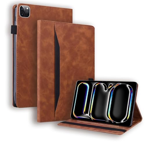 LMFULM® Hülle für Apple iPad Air 13 (M2 2024) (13 Zoll) PU Lederhülle Smart Case mit Auto Schlaf/Wach Ständer Schutzhülle Flip Cover Brieftasche Stil Braun von LMFULM