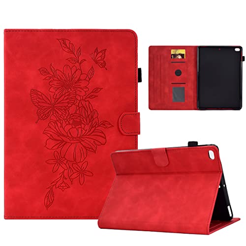 LMFULM® Hülle für Apple iPad Mini 5/4 / 3/2 / 1 (7,9 Zoll) PU Lederhülle Tasche Case mit Auto Schlaf/Wach Ständer Schutzhülle Flip Cover Prägung Gestaltung Rot von LMFULM