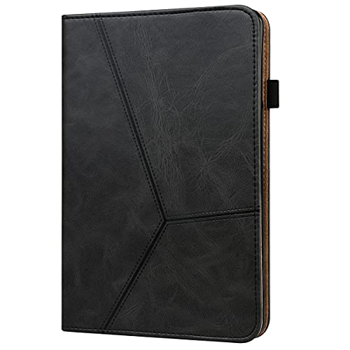 LMFULM® Hülle für Apple iPad Mini 6 (6th Gen 2021) (8,3 Zoll) PU Lederhülle Smart Case mit Auto Schlaf/Wach Cover Ständer Schutzhülle Flip Cover Retro Streifen Schwarz von LMFULM