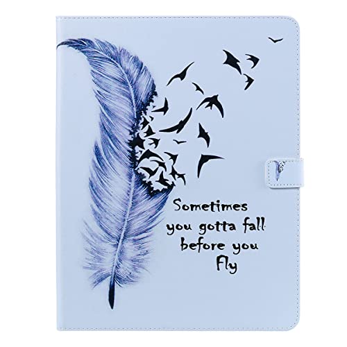 LMFULM® Hülle für Apple iPad Pro 12.9 3/4/5th Gen 2018-2021 (12,9 Zoll) PU Lederhülle Smart Case mit Auto Schlaf/Wach Cover Ständer Schutzhülle Flip Cover Feder Muster von LMFULM