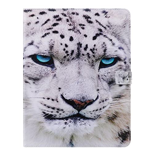 LMFULM® Hülle für Apple iPad Pro 12.9 3/4/5th Gen 2018-2021 (12,9 Zoll) PU Lederhülle Smart Case mit Auto Schlaf/Wach Cover Ständer Schutzhülle Flip Cover Weißer Tiger Muster von LMFULM