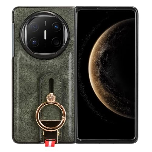 LMFULM® Hülle für Huawei Mate X6 (ICL-AL10, ICL-LX9) (7,93 Zoll) Lanyard Handgelenkriemen PU Schutzhülle Harte PC Rückseite Case Bumper Cover mit Flaschenöffner und Ständer Grün von LMFULM