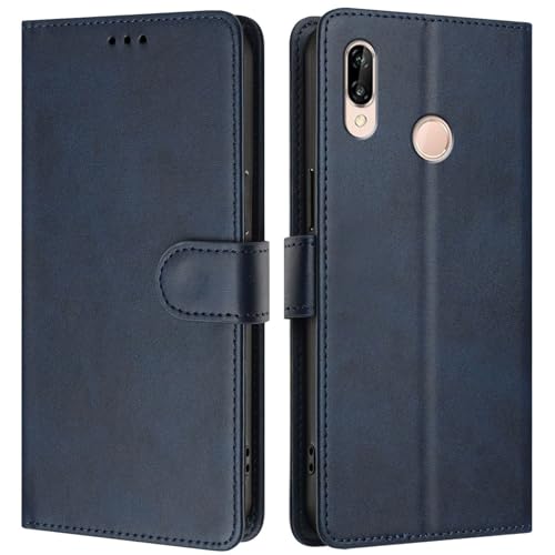 LMFULM® Hülle für Huawei P20 Lite (ANE-LX1, ANE-LX2, ANE-LX3) (5,84 Zoll) PU Leder Case Brieftasche Lederhülle Magnetverschluss Handytasche Stand Ledertasche Flip Cover Holster Blau von LMFULM