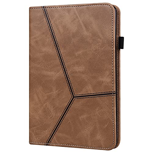 LMFULM® Hülle für Lenovo Tab M10 FHD Plus TB-X606F (10,3 Zoll) PU Lederhülle Smart Case mit Ständer Schutzhülle Flip Cover Retro Streifen Braun von LMFULM
