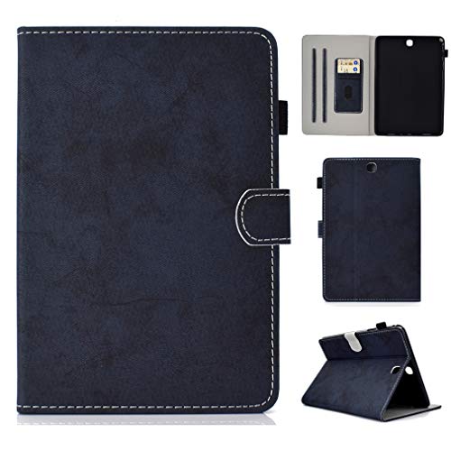 LMFULM® Hülle für Samsung Galaxy Tab A/SM-T550 / T555 (9,7 Zoll) PU Leder Ultra Dünn Lederhülle Schlaf/Wake Funktion Stent-Funktion Schutzhülle Flip Cover für Galaxy Tab A 9.7 Dunkelblau von LMFULM