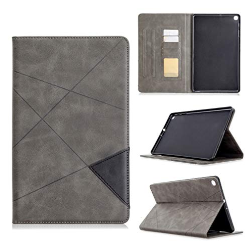 LMFULM® Hülle für Samsung Galaxy Tab A SM-T510 / T515 (10,1 Zoll) PU Lederhülle Tasche Smart Case mit Ständer Schutzhülle Flip Cover Kühles Polygon Grau von LMFULM