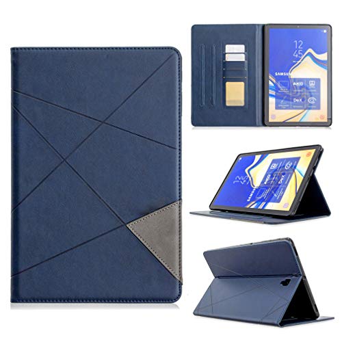 LMFULM® Hülle für Samsung Galaxy Tab S4 SM-T830 / T835 (10,5 Zoll) PU Lederhülle Tasche Smart Case mit Ständer Schutzhülle Flip Cover Kühles Polygon Dunkelblau von LMFULM