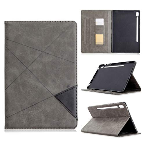 LMFULM® Hülle für Samsung Galaxy Tab S6 SM-T860 / T865 (10,5 Zoll) PU Lederhülle Tasche Smart Case mit Ständer Schutzhülle Flip Cover Kühles Polygon Grau von LMFULM