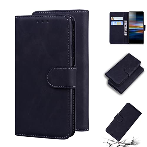 LMFULM® Hülle für Sony Xperia L3 I3312 I4312 I4332 I3322 (5,7 Zoll) PU Leder Magnet Brieftasche Lederhülle Tasche Flip Cover Ledertasche Stent-Funktion Case Schwarz von LMFULM