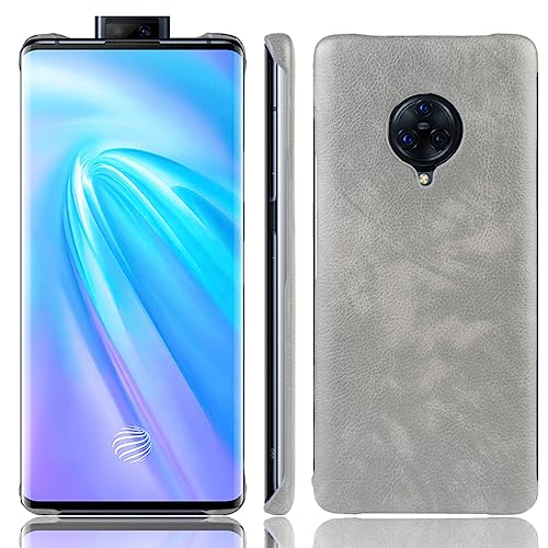 LMFULM® Hülle für Vivo NEX 3S (6,89 Zoll) Dünn Schlanke PU Schutzhülle Harte PC Rückseite Case Bumper Cover Litschi Muster Grau von LMFULM