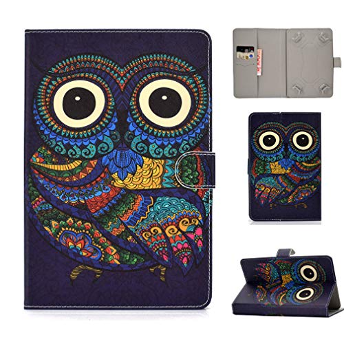 LMFULM® Universal Hülle für Alle 9.5-10 Zoll Tablet PU Lederhülle Smart Case Cover Ständer Schutzhülle Flip Cover Eule von LMFULM