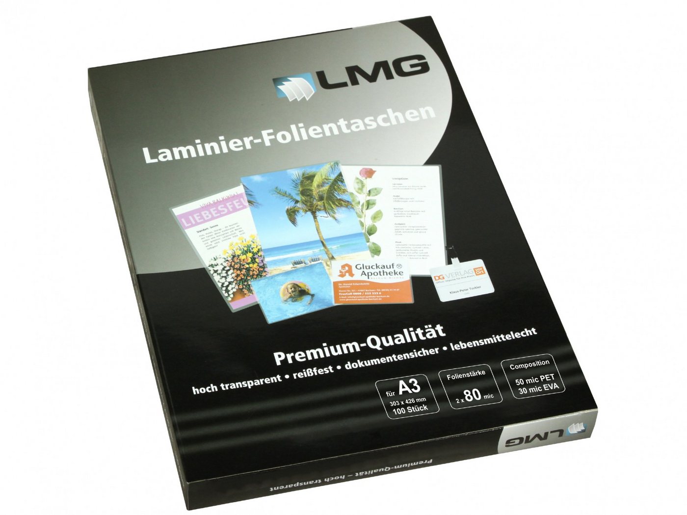 LMG Germany Schutzfolie LMG Laminierfolien A3 (303 x 426 mm), 2 x 80 mic, glänzend von LMG Germany