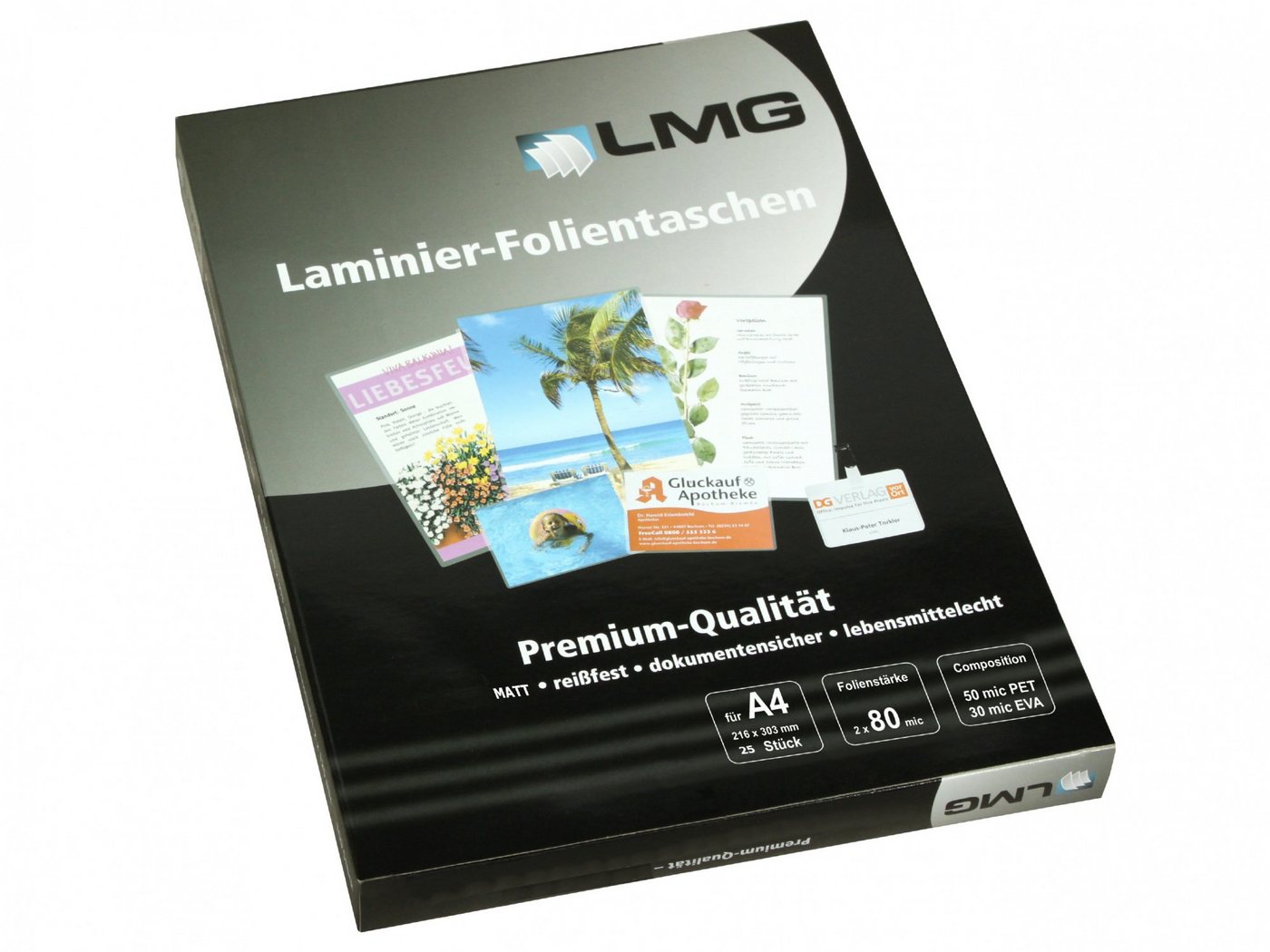 LMG Germany Schutzfolie LMG Laminierfolien A4 (216 x 303 mm), 2 x 80 mic, matt, 25 Stück von LMG Germany