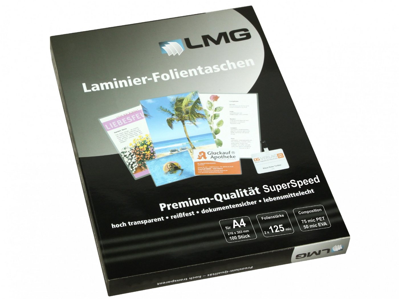 LMG Germany Schutzfolie LMG Laminierfolien A4 (216x303mm), 2x125 mic, glänzend, Highspeed von LMG Germany