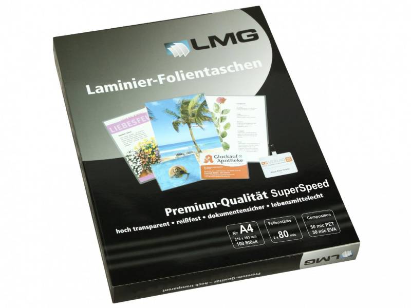 LMG Germany Schutzfolie LMG Laminierfolien A4 (216x303mm), 2x80mic, glänzend, Highspeed von LMG Germany