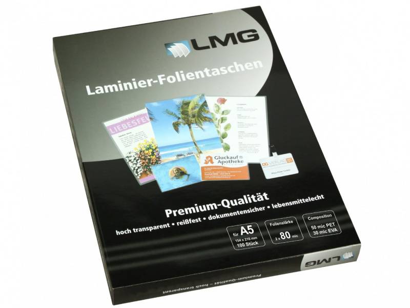 LMG Germany Schutzfolie LMG Laminierfolien A5 (154 x 216 mm), 2 x 80 mic, glänzend von LMG Germany