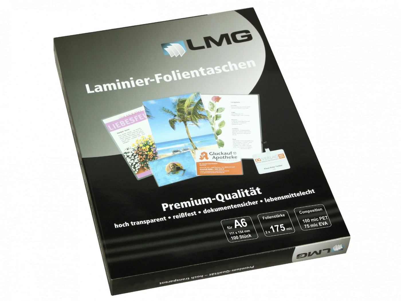 LMG Germany Schutzfolie LMG Laminierfolien A6 (111 x 154 mm), 2 x 175 mic, glänzend von LMG Germany