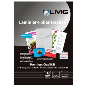 100 LMG Laminierfolien glänzend für A3 125 micron von LMG