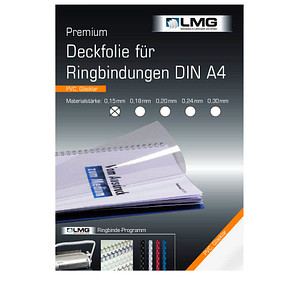 LMG Deckfolien für Bindemappen PREMIUM transparent, DIN A4 0,15 mm, 100 St. von LMG