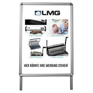 LMG Kundenstopper silber DIN A1 2 Fächer von LMG