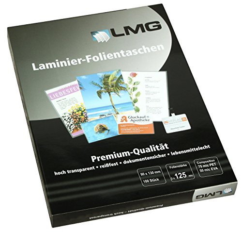 LMG LMG90X130X125 Laminierfolien 90 x 130 mm, 2 x 125 mic, 100 Stück von LMG