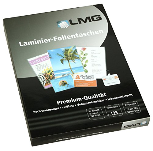 LMG LMGBA-125 Laminierfolien Badge, 67 x 99 mm, 2 x 125 mic, 100 Stück LMG LMGBA-125 Laminierfolien Badge, 67 x 99 mm, 2 x 125 mic, 100 Stück von LMG