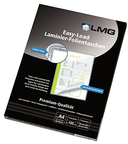 LMG LMGE-A4-100 Laminierfolien Easy Entry A4, 216 x 303 mm, 2 x 100 mic, 100 Stück LMG LMGE-A4-100 Laminierfolien Easy Entry A4, 216 x 303 mm, 2 x 100 mic, 100 Stück von LMG