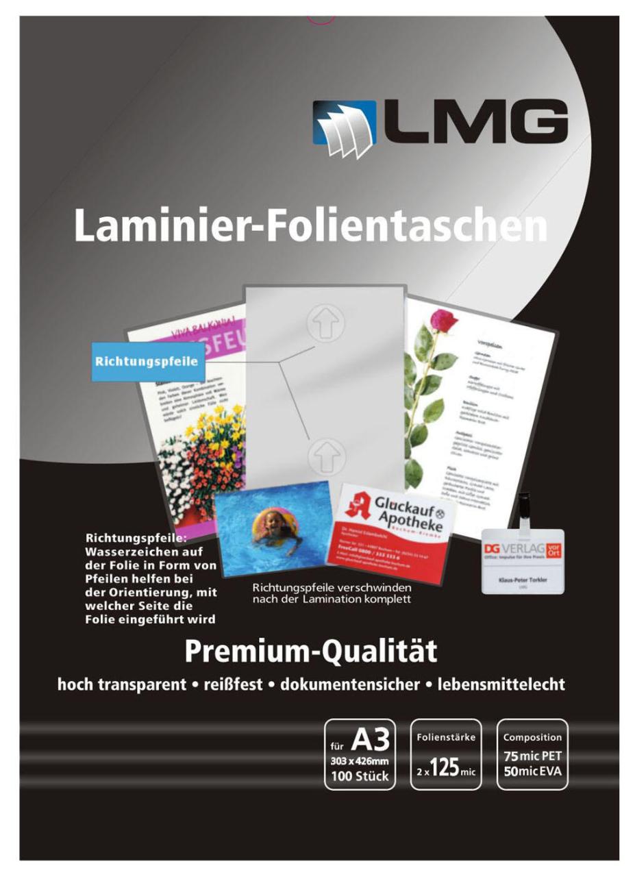 LMG Laminierfolien glänzend 125 mikron A3 LMG Laminierfolien glänzend 125 mikron A3 von LMG