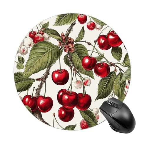 Mauspad, Gaming-Mauspad, klein, rutschfest, Gummi, Kirsch- und Blättermuster, waschbar, wasserdicht, Mauspad für Computer, Laptop Mauspad, Gaming-Mauspad, klein, rutschfest, Gummi, Kirsch- und Blättermuster, waschbar, wasserdicht, Mauspad für Computer, Laptop von LMHLDSC