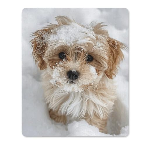 Quadratisches, bequemes Mauspad, waschbar, tragbar, Hund im Schnee, rutschfestes Gummi-Mauspad für Computer, Laptop, Maus Quadratisches, bequemes Mauspad, waschbar, tragbar, Hund im Schnee, rutschfestes Gummi-Mauspad für Computer, Laptop, Maus von LMHLDSC