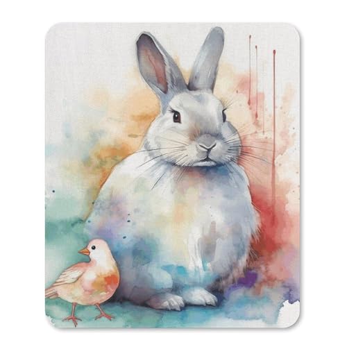 Quadratisches, bequemes Mauspad, waschbar, tragbar, Motiv: Kaninchen und Vögel, rutschfest, Gummi, Mauspad für Computer, Laptop, Maus Quadratisches, bequemes Mauspad, waschbar, tragbar, Motiv: Kaninchen und Vögel, rutschfest, Gummi, Mauspad für Computer, Laptop, Maus von LMHLDSC