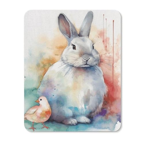 Quadratisches, bequemes Mauspad, waschbar, tragbar, Motiv: Kaninchen und Vögel, rutschfest, Gummi, Mauspad für Computer, Laptop, Maus Quadratisches, bequemes Mauspad, waschbar, tragbar, Motiv: Kaninchen und Vögel, rutschfest, Gummi, Mauspad für Computer, Laptop, Maus von LMHLDSC