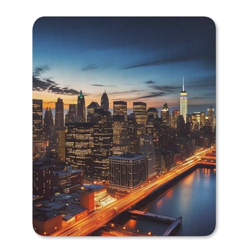 Quadratisches, bequemes Mauspad, waschbar, tragbar, Motiv: New York City Landschaft, rutschfestes Gummi-Mauspad für Computer, Laptop, Maus Quadratisches, bequemes Mauspad, waschbar, tragbar, Motiv: New York City Landschaft, rutschfestes Gummi-Mauspad für Computer, Laptop, Maus von LMHLDSC